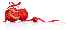 Red Ornaments with Ribbon